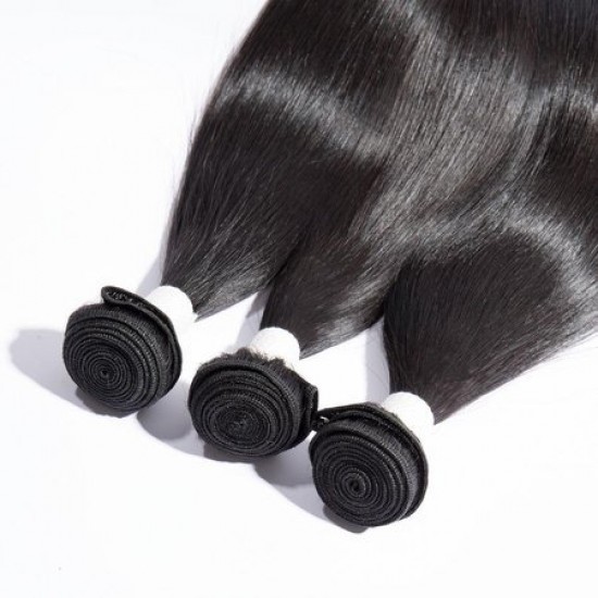 10-30 Inch 12A Premium Brazilian Virgin hair Straight #1B Natural Black