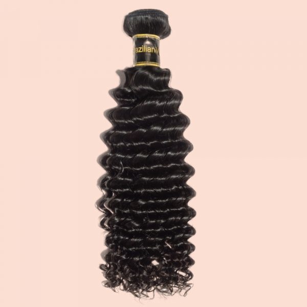 10-30 Inch Deep Curly Virgin Brazilian Hair #1B Natural Black
