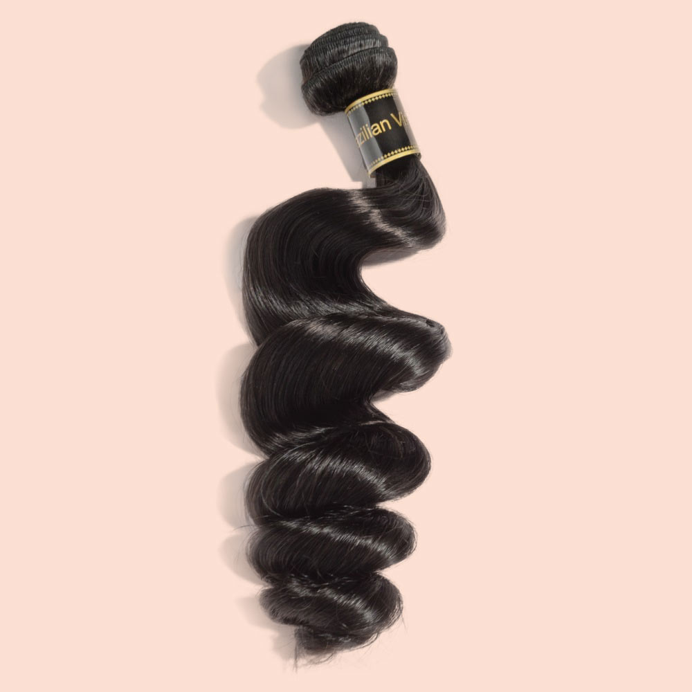 10-30 Inch Loose Wavy Virgin Brazilian Hair #1B Natural Black