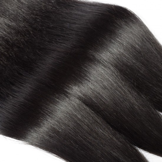 10-30 Inch Straight Virgin Brazilian Hair #1B Natural Black