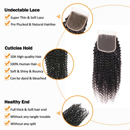 Kinky Curly Free Parted Lace Closure #1B Natural Black